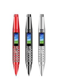 Dispositivos inteligentes mini lápiz teléfono móvil 096quot en forma de bolígrafos 2G celular con tarjeta SIM SIM Mobiles Mobiles Bluetooth Flash2432514