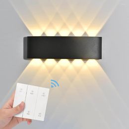 Smart Dimable Wall Lights 2.4G Remote Regel Aluminium IP66 omhoog Led Led Lamp Outdoor Garden Binnen Trap Slaapkamer Bedriade Decor