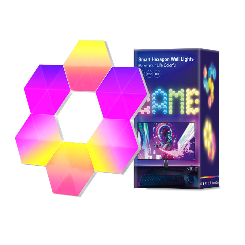 Smart DIY Bluetooth graffiti wifi voice-controlled hexagon esports honeycomb strange light board splicing quantum wall lamp