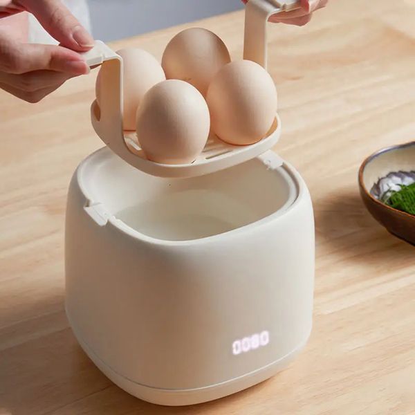 Cuiseur à oeufs intelligent 300W Chaudière à oeufs électrique Machine à petit-déjeuner Cuiseur à vapeur pour crème aux œufs Cuiseur à vapeur à arrêt automatique Outils de cuisson génériques pour omelette 240129