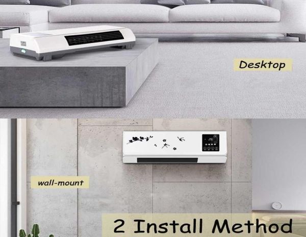 Radiateurs électriques intelligents 2000 W chauffage et refroidissement climatiseur de bureau mural écran tactile chauffage sèche-linge avec Remo6399871