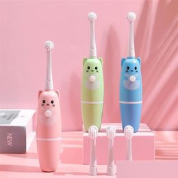 Modèle de dessin animé pour enfants de brosse à dents électrique intelligente avec tête de remplacement souple209R295M Drop Delivery Electronics Ot7Jw