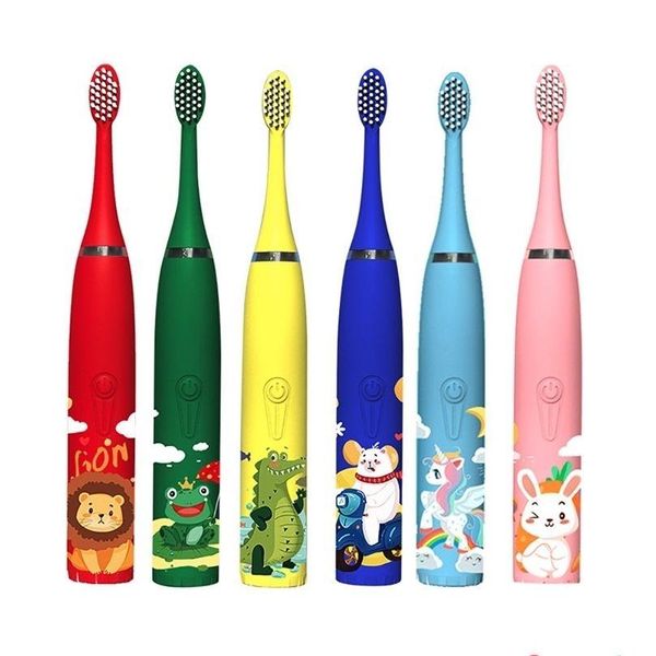 Brosse à dents électrique intelligente pour enfants, motif de dessin animé, avec remplacement de la tête, Tra 220425, livraison directe, électronique Otmun