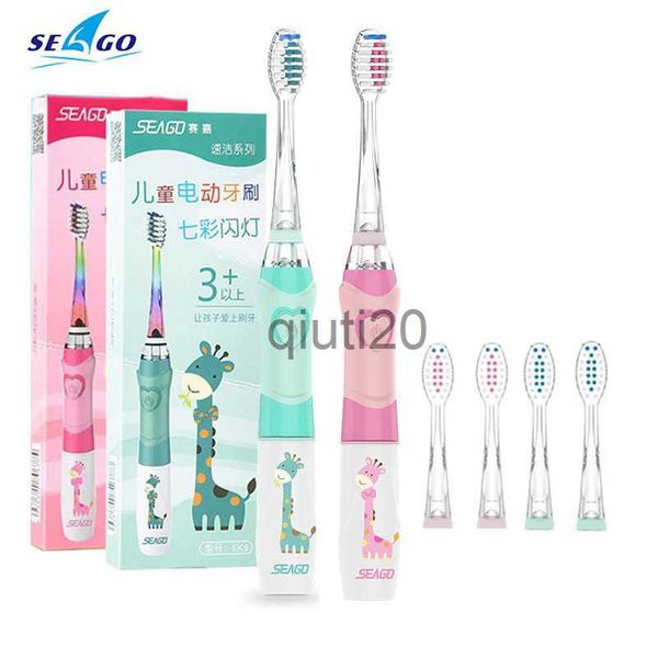 cepillo de dientes eléctrico inteligente Seago Kid's Sonic Cepillo de dientes eléctrico con pilas Colorido LED Temporizador inteligente Cepillo de dientes Reemplazable Cabezales de cepillo Dupont SG EK6 x0804