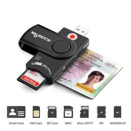 Lector de tarjetas externo inteligente USB 2,0 tarjeta SIM TF adaptador de lector de tarjetas de memoria inteligente adaptador de lector de tarjetas de unidad Flash para computadora