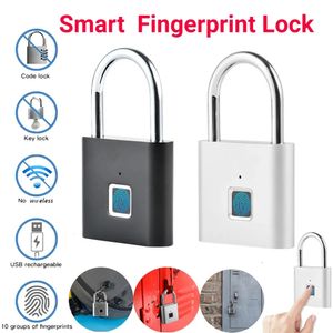Smart Fingerprint Hanglock Waterproof Biometrische vingerafdruk Keyless Door Lock USB Oplaadbare beveiligingsgrendel voor huis Unlock 240104