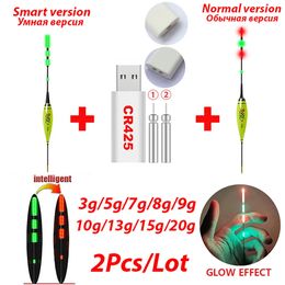 Smart Fishing Float LEDOrdinary Lichtgevende Vlotter Met CR425 Oplaadbare Oplader Vistuig 3g-20g Set Zomer Nacht karper 240112