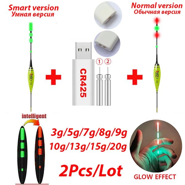 Flotteur de pêche intelligent LED, flotteur lumineux ordinaire avec chargeur Rechargeable CR425, équipement de pêche 3g-20g, ensemble carpe de nuit d'été 240112