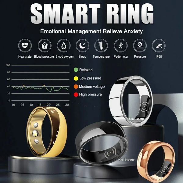 Smart Health Ring Women Men Heart Rate Temperature corporelle Sport Bluetooth Capteur de charge sans fil pour Xiaomi 240415