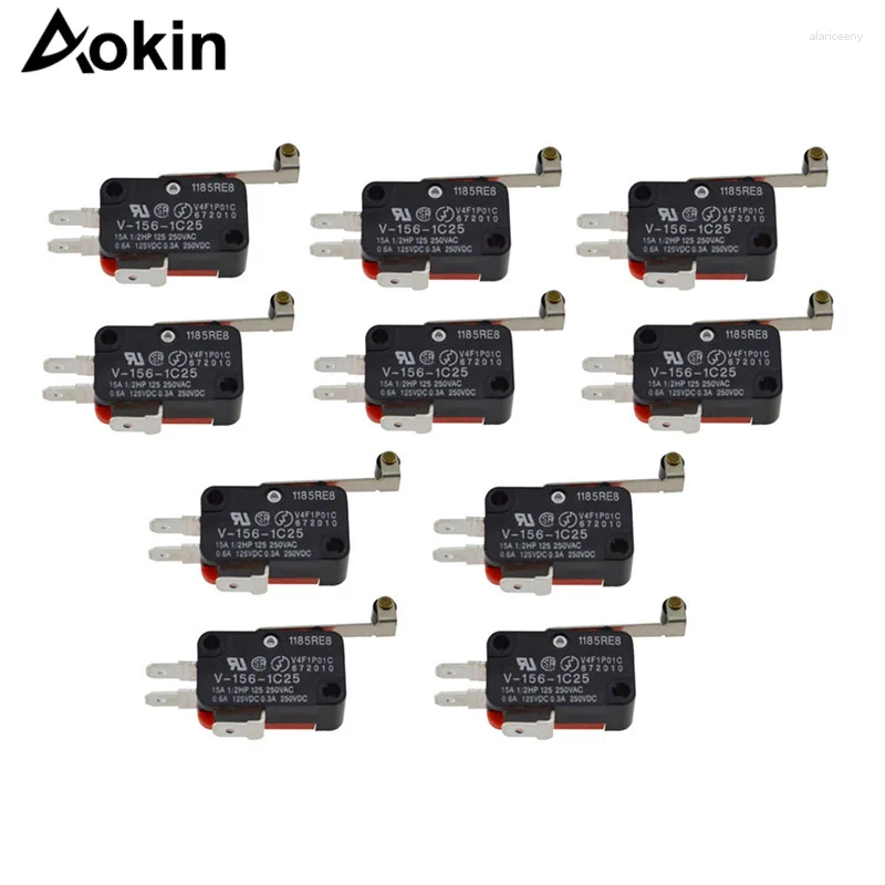 Smart Home Control 10pcs Durable Micro Limit Switch V-156-1C25 Long Hinge Roller Momentary SPDT Snap Action