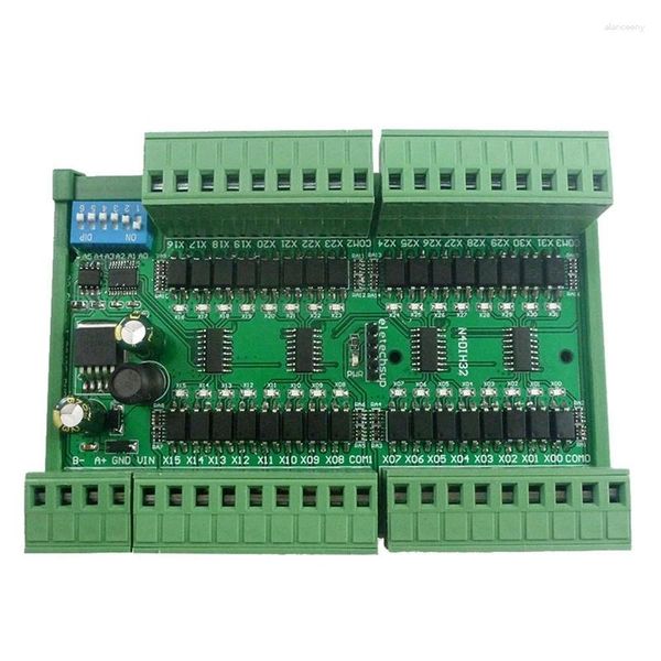 Control de hogar inteligente 32CH Entrada digital aislada RS485 Modbus RTU Controlador DC 12V 24V PLC Interruptor Cantidad Tablero de adquisición