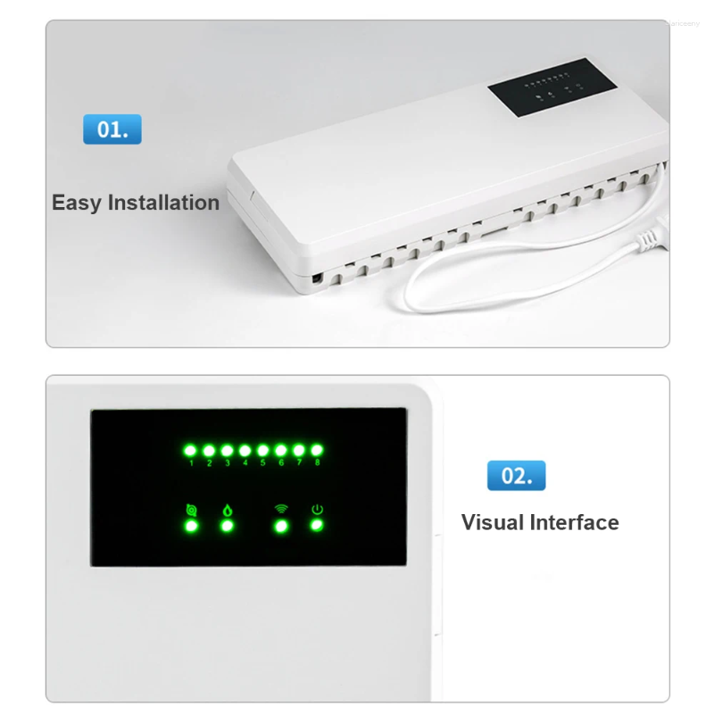 Smart Home Control 8-kanałowy sterownik koncentratora koncentratora 8 pod kombinaczem zaworów elektrycznych do systemu podgrzewania podłogowego systemu klimatyzacyjnego