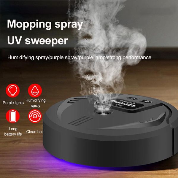 Robot aspirador de suelo automático con Control inteligente para el hogar, barredora automática recargable, limpieza de bordes, humidificación por pulverización UV, bajo ruido