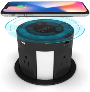 Control de hogar inteligente Automático Pop Up Outlet Protector contra sobretensiones Retráctil Oculto Empotrable Toma de corriente con cargador inalámbrico Carga USB