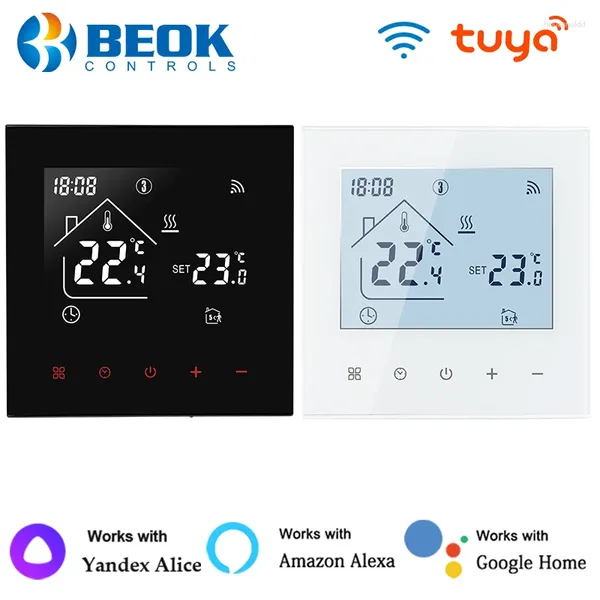 Control de hogar inteligente Beok Tuya WiFi Termostato para calefacción eléctrica Agua Gas Caldera Controlador de temperatura Trabajar con Alexa Google Alice