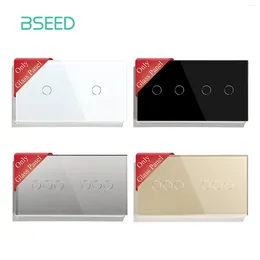 Control de hogar inteligente BSEED 157 86 mm Panel de vidrio táctil con marco de metal Estándar de la UE Blanco Negro Uso dorado para interruptores de luz de pared