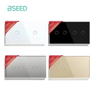 Smart Home Control BSEED 157 86 mm glazen aanraakpaneel met metalen frame EU-standaard Wit Zwart Gouden Gebruik voor wandlichtschakelaars