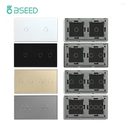 Control de hogar inteligente BSEED Panel de vidrio de pared estándar de la UE con base de metal Parte de bricolaje para interruptor de luz táctil 157 86 mm Solo cubierta de cristal