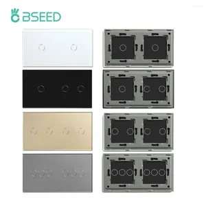 Smart Home Control BSEED EU Standaard Glazen Wandpaneel Met Metalen Basis DIY Onderdeel Voor Touch Lichtschakelaar 157 86mm Alleen Kristallen Cover