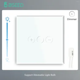 Smart Home Control BSEED Touch-dimmer 1-voudig 1-weg LED dimbaar 220V wandlamp met kristalglas paneel Donkere achtergrondverlichting Geheugenfunctie