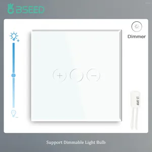 Smart Home Control BSEED Touch-dimmer 1-voudig 1-weg LED dimbaar 220V wandlamp met kristalglas paneel Donkere achtergrondverlichting Geheugenfunctie