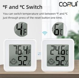 Smart Home Control Corui Mini Temperatuur en vochtigheidssensor Thermohygrometer Digitale Celsius Fahrenheit Thermometer Emotioneel