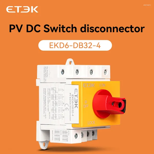 Contrôle de maison intelligente ETEK DC, interrupteur d'isolateur solaire, déconnecteur 1000V pour montage sur Rail Din 32A 2P 4P, 2 pôles certifié CE EKD6
