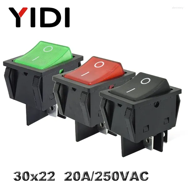 Control del hogar inteligente KCD4-201 30x22 30A 250VAC Interruptor basculante KCD4 de servicio pesado 20A DPST ON OFF Enclavamiento 12V 220V Rojo Verde Azul LED iluminado