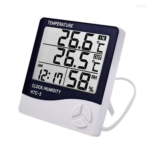 Smart Home Control LCD Electronic Digital Temperatura Humedad Medidor Interior Multifunción Termómetro Higrómetro Estación meteorológica Reloj HTC-1