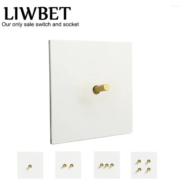 Control de hogar inteligente LIWBET Color blanco 1 Gang / 2 3 4 Interruptor de palanca de pared y toma de luz de panel de metal