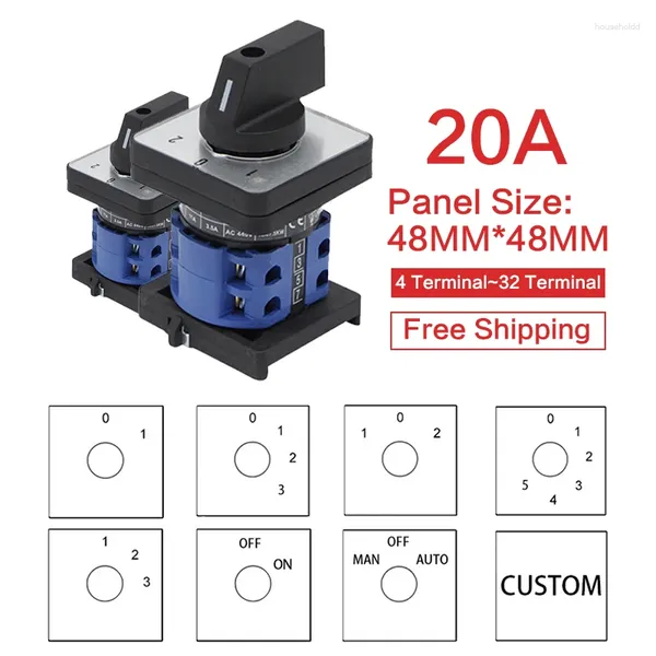 Control de hogar inteligente LW28-20 LW26-20 YMW26 Serie 660V 20A 1 2 3 4 5 6 7 8 -Posición Montaje Rotary Select Cam Cambio de cambio