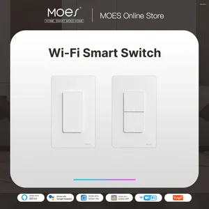 Smart Home Control MOES Tuya Wi-Fi Lichtschakelaar US Enkelpolige drukknop Muurwerk met Alexa Google Neutrale draad vereist