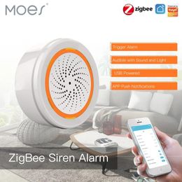 Control de hogar inteligente Moes Tuya ZigBee Sensor de sirena de sonido y luz 90dB Sistema de seguridad de vida Gateway Hub usado con Alexa