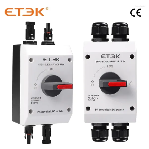 Interrupteur d'isolation solaire povoltaïque, contrôle pour maison intelligente, pour l'extérieur, PV 4P, 1000V, 32a, UKPM, poignée rotative, étanche IP66, EKD7
