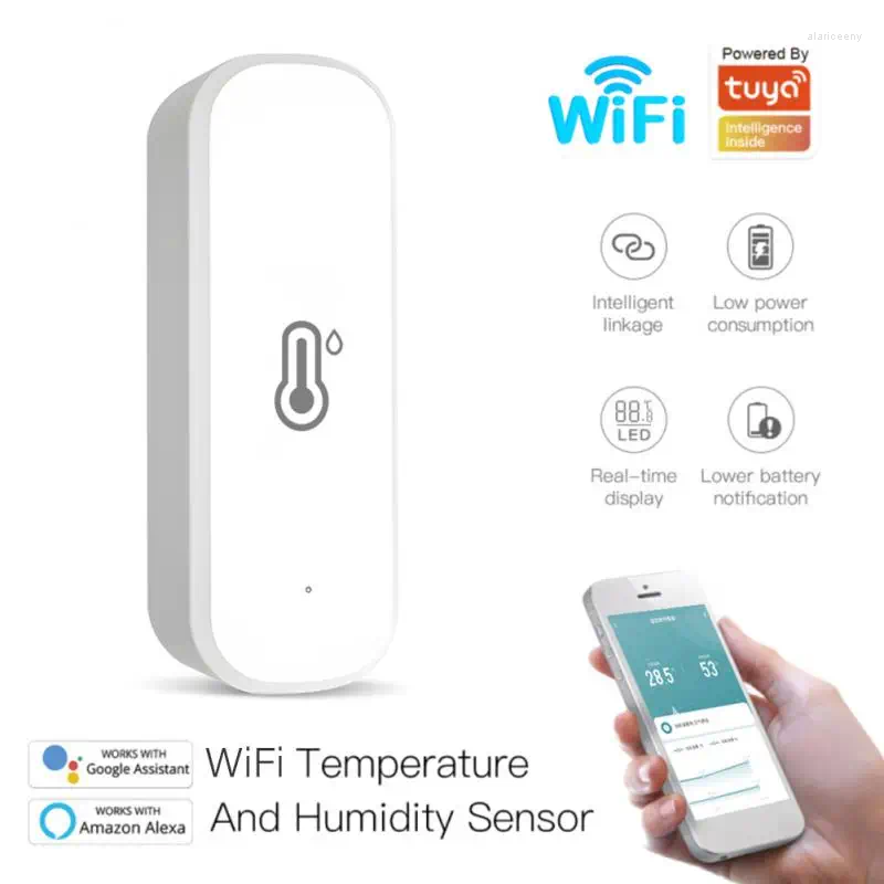 Controle de casa inteligente Monitor em tempo real Sensor de temperatura e umidade Tuya Wifi Mutifuncional Mini higrômetro interno