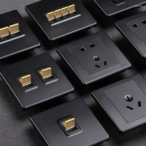 Control de hogar inteligente Interruptor de palanca retro Palanca de oro 1 2 3 4 Gang Way Wall Light PC Panel Socket para