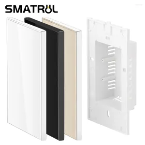 Smart Home Control SMATRUL Interrupteur mural décoratif vierge US Brésil Boîtier inférieur en verre trempé sans fonction tactile Wifi Noir Blanc Or