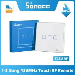 Contrôle de maison intelligente SONOFF T2EU-RF 86 Type commutateur collant 433 MHz sans fil RF panneau mural à distance pour 4CHPROR3 slampherr2 TX