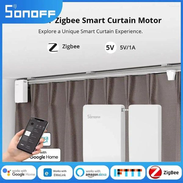 Control de hogar inteligente Sonoff Zbcurtain Zigbee Cortina Motor Batería Powered Stepless Trabajo ajustable con Alexa Google Smartthing Assistant