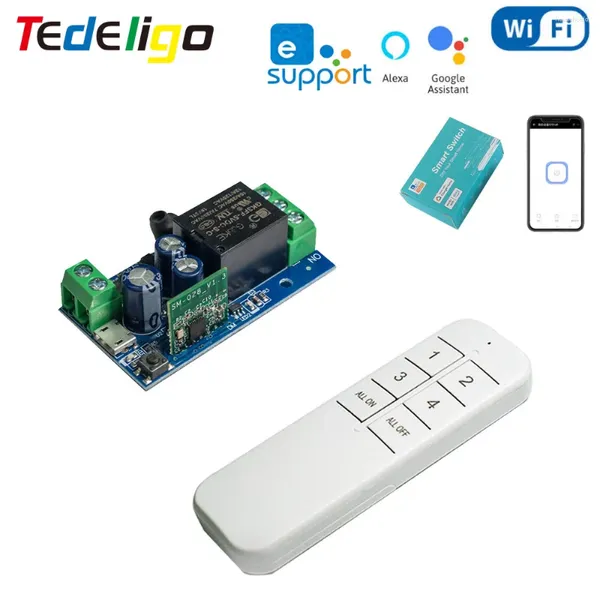 Contrôle de maison intelligente Tedeligo WiFi Ewelink commutateur 2.4Ghz télécommande USB 5V DC 12V 24V 48V relais récepteur Module de synchronisation fonctionne avec Alexa