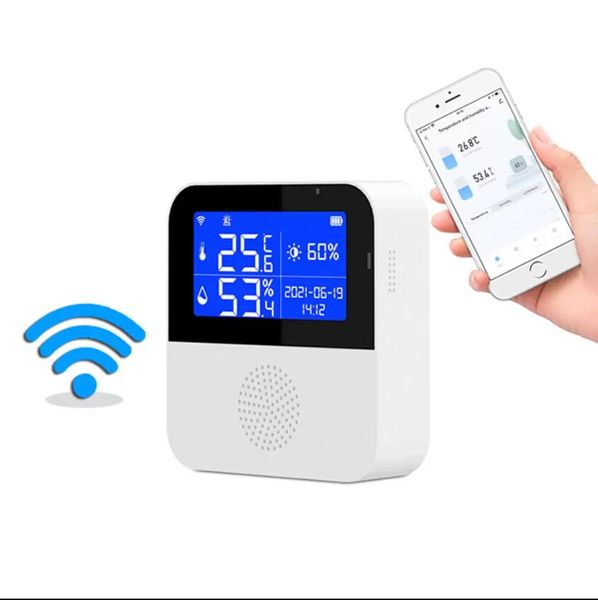 Sensor de temperatura de Control inteligente para el hogar, Detector de luz y humedad WiFi Tuya, Sensor de termómetro de pantalla a Color para interiores y exteriores