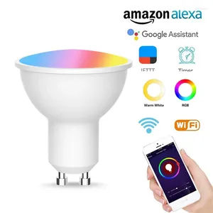 Ampoule intelligente Tuya Gu10, projecteur Wifi, contrôle pour maison intelligente, pour Alexa 5w RGB CW, éclairage via application domestique