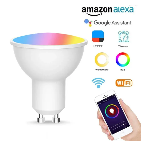 Control de hogar inteligente Tuya Gu10 Foco Wifi Bombilla para Alexa 5W RGB CW Iluminación de aplicaciones domésticas