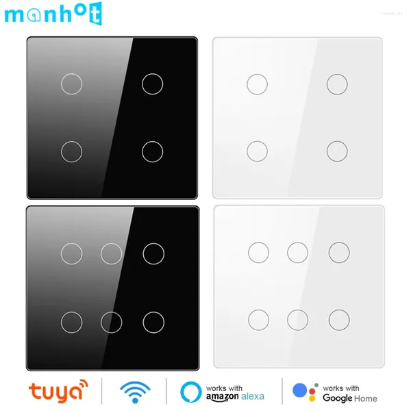Control de hogar inteligente Tuya Life Brasil 4x4 WiFi Interruptor de luz de pared 4/6 Gang Panel táctil Interruptores Aplicación Voz para Alexa Google 100-250V