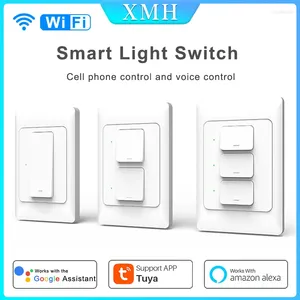 Smart Home Control Tuya interrupteur d'éclairage WiFi mur bouton poussoir interrupteurs 110-240V 1/2/3Gang lampe physique fil neutre en option