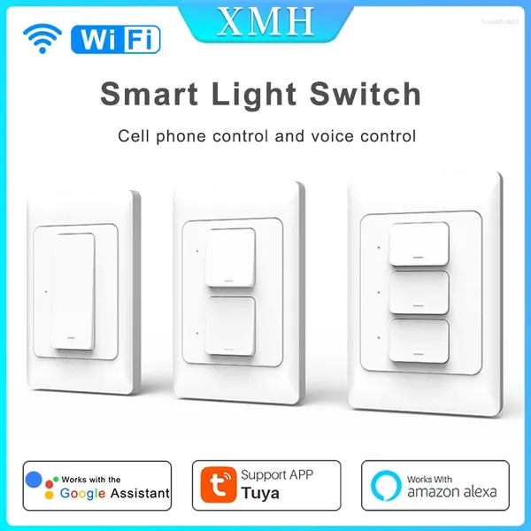 Smart Home Control Tuya interrupteur d'éclairage WiFi mur bouton poussoir interrupteurs 110-240V 1/2/3Gang lampe physique fil neutre en option