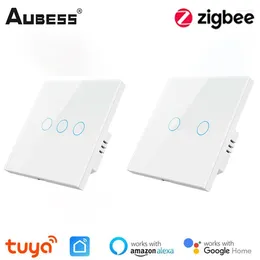 Interrupteur de lumière intelligent Tuya Zigbee, contrôle pour maison intelligente, application, panneau vocal, interrupteur tactile sans fil, fonctionne avec Alexa Google