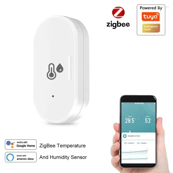 Control de hogar inteligente Tuya Zigbee Sensor / monitor de temperatura y humedad con batería Mini asistente de vida portátil Funciona con Alexa