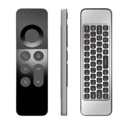 Smart Home Control W3 Wireless Air Mouse Ultradunne 24G IR Learning Voice Remote met gyroscoopversterker Volledig toetsenbord voor Android T2202837