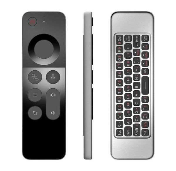 Smart Home Control W3 Air Mouse sans fil ultra-mince 24G IR apprentissage à distance vocale avec gyroscope et clavier complet pour Android T2202837